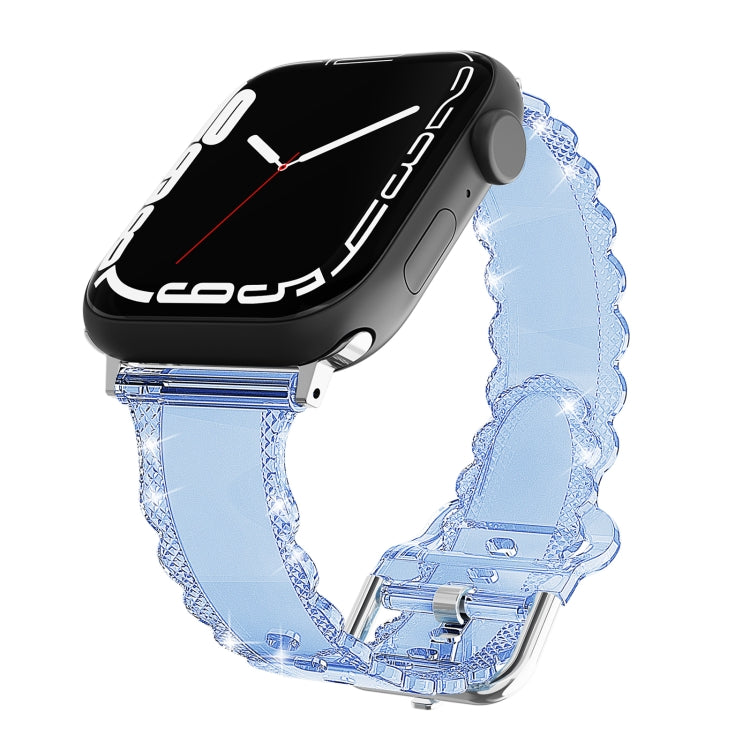 For Apple Watch SE 40mm Diamond Texture Lace Clear TPU Watch Band(Blue) - Watch Bands by PMC TechLife | Online Shopping South Africa | PMC TechLife