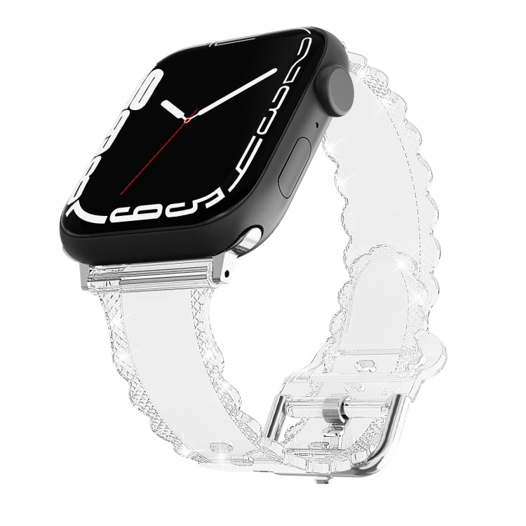 For Apple Watch 2 42mm Diamond Texture Lace Clear TPU Watch Band(Transparent) - Watch Bands by PMC TechLife | Online Shopping South Africa | PMC TechLife