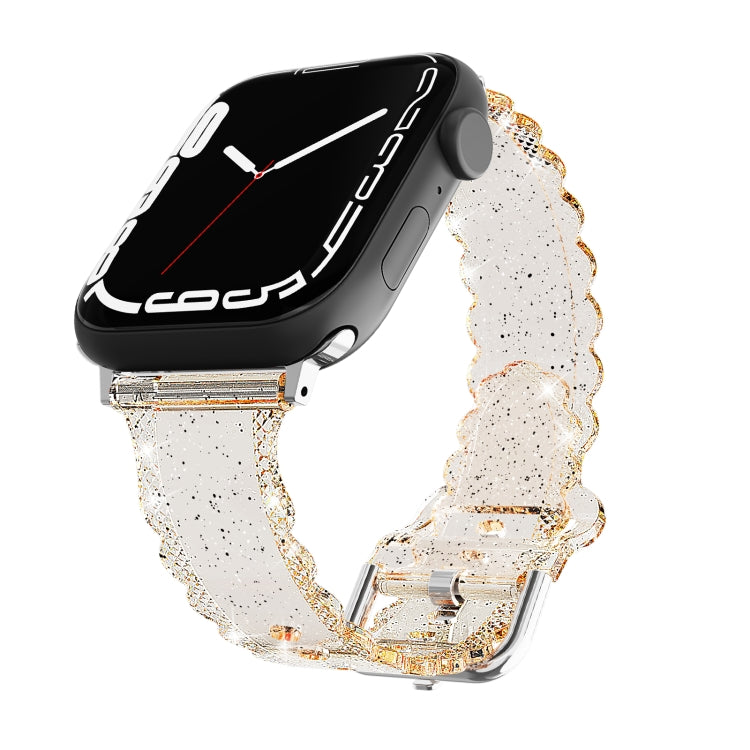 For Apple Watch 38mm Diamond Texture Lace Clear TPU Watch Band(Gold) - Watch Bands by PMC TechLife | Online Shopping South Africa | PMC TechLife