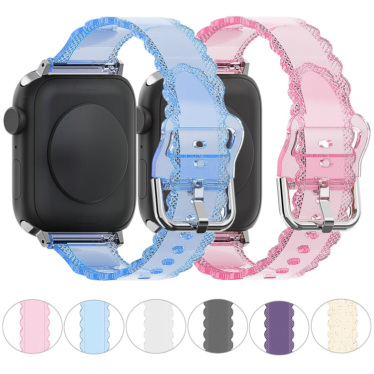 For Apple Watch 6 40mm Diamond Texture Lace Clear TPU Watch Band(Black) - Watch Bands by PMC TechLife | Online Shopping South Africa | PMC TechLife