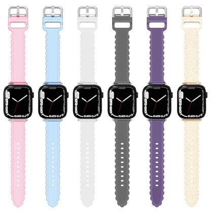 For Apple Watch 5 44mm Diamond Texture Lace Clear TPU Watch Band(Purple) - Watch Bands by PMC Jewellery | Online Shopping South Africa | PMC Jewellery