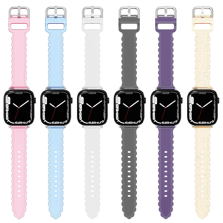 For Apple Watch SE 44mm Diamond Texture Lace Clear TPU Watch Band(Pink) - Watch Bands by PMC Jewellery | Online Shopping South Africa | PMC Jewellery