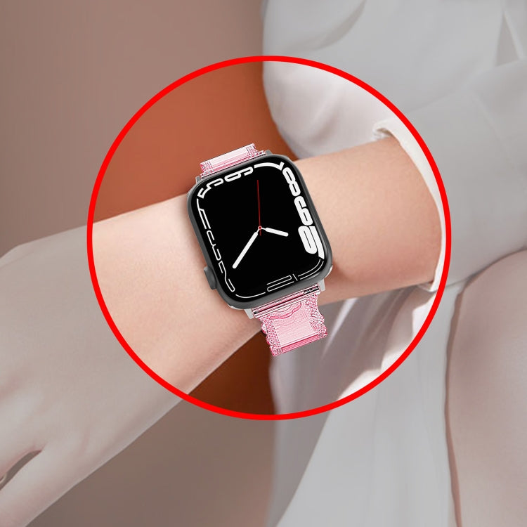 For Apple Watch 7 41mm Diamond Texture Lace Clear TPU Watch Band(Purple) - Watch Bands by PMC TechLife | Online Shopping South Africa | PMC TechLife