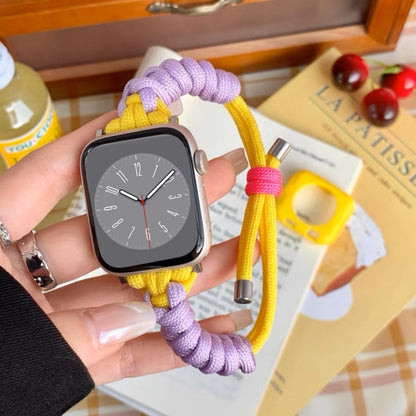 For Apple Watch 42mm Twist Knotted Nylon Watch Band(Purple Yellow) - Watch Bands by PMC Jewellery | Online Shopping South Africa | PMC Jewellery