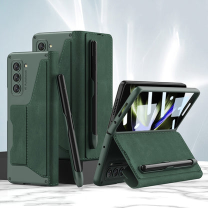 For Samsung Galaxy Z Fold5 GKK Armor Flip Leather Phone Case with Pen Slots(Night Green) - Galaxy Z Fold5 Cases by GKK | Online Shopping South Africa | PMC Jewellery