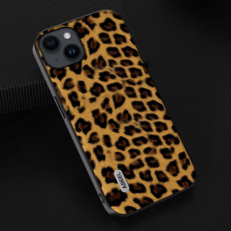 For iPhone 15 ABEEL Black Edge Leopard Phone Case(Golden Leopard) - iPhone 15 Cases by PMC Jewellery | Online Shopping South Africa | PMC Jewellery