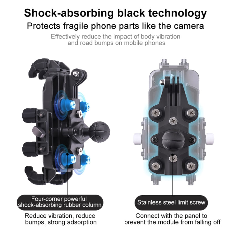 MOTOSLG Crab Motorcycle Phone Clamp Bracket L-Type Rear Mirror Mount(Black) - Holder by MOTOLSG | Online Shopping South Africa | PMC TechLife | Buy Now Pay Later Mobicred