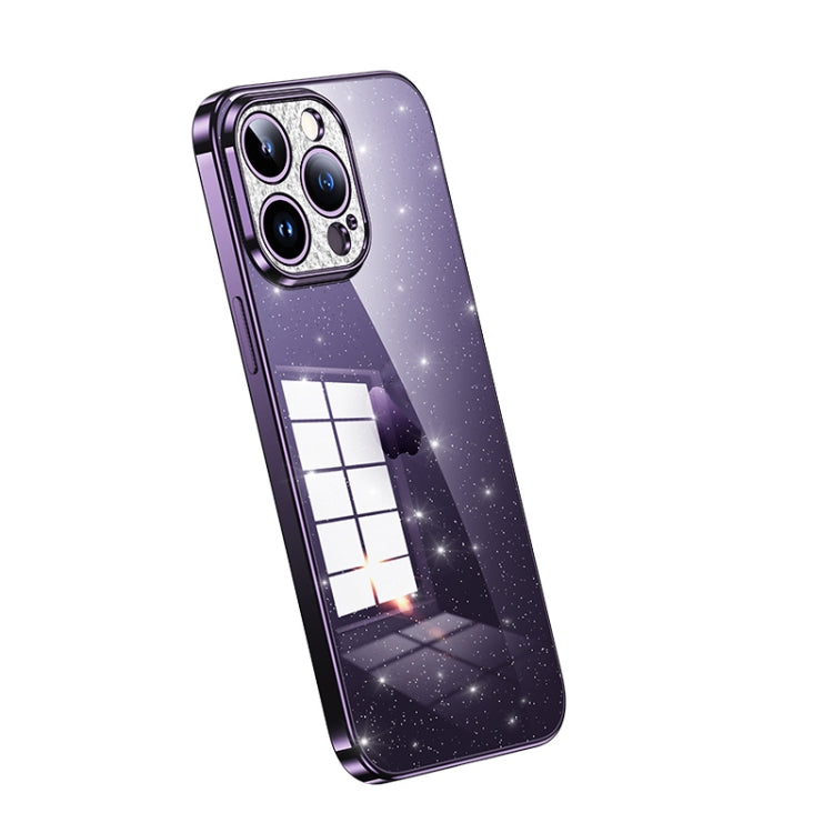 For iPhone 13 Pro Max SULADA Electroplated Transparent Glittery TPU Phone Case(Purple) - free shipping - PMC TechLife - Order now!