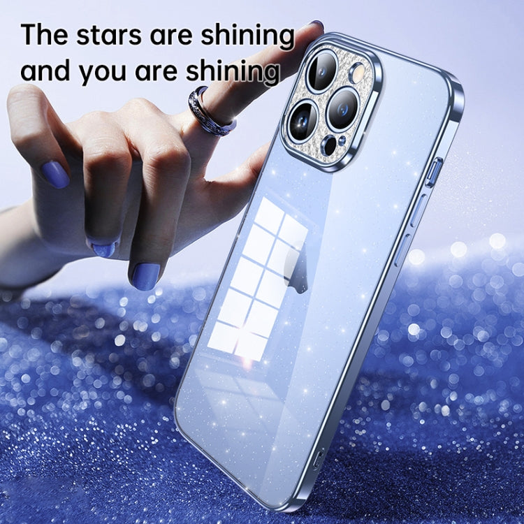 For iPhone 14 SULADA Electroplated Transparent Glittery TPU Phone Case(Purple) - free shipping - PMC TechLife - Order now!
