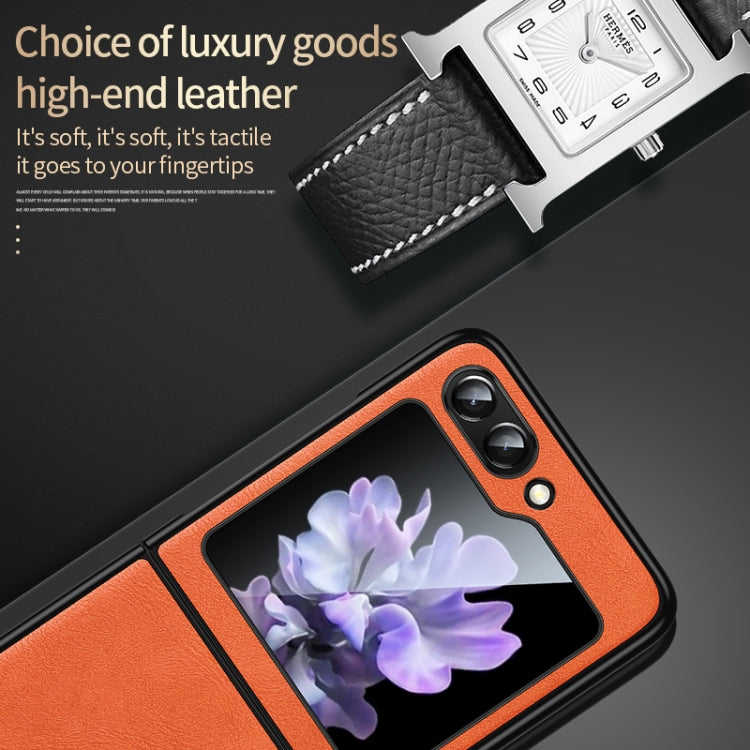 For Samsung Galaxy Z Flip5 SULADA Shockproof TPU + Handmade Leather Phone Case(Black) - Galaxy Z Flip5 Cases by SULADA | Online Shopping South Africa | PMC TechLife
