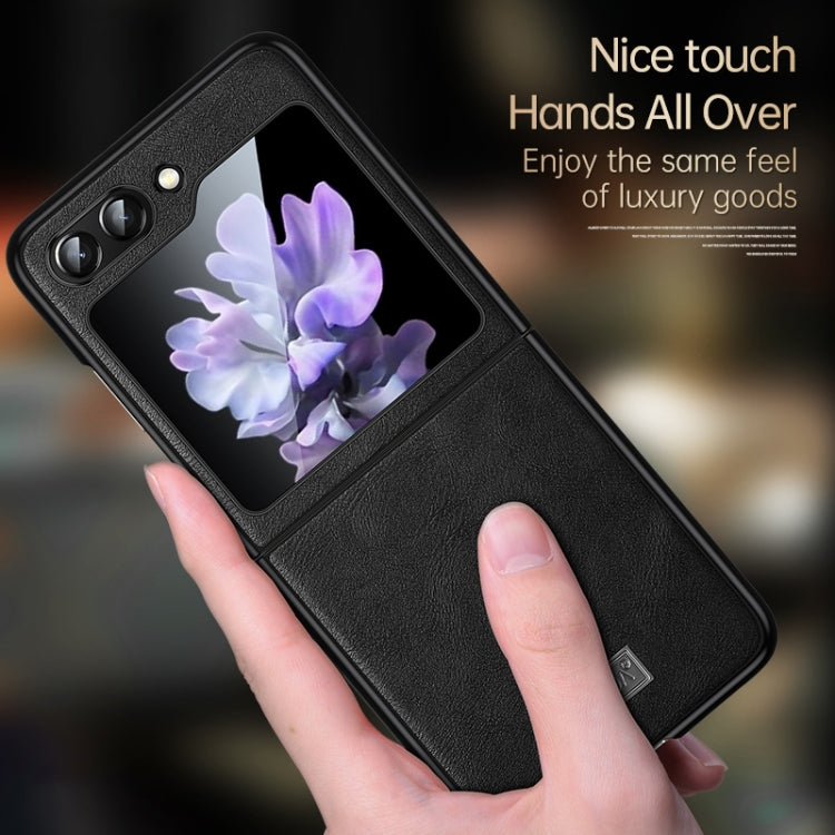 For Samsung Galaxy Z Flip5 SULADA Shockproof TPU + Handmade Leather Phone Case(Blue) - Galaxy Z Flip5 Cases by SULADA | Online Shopping South Africa | PMC TechLife
