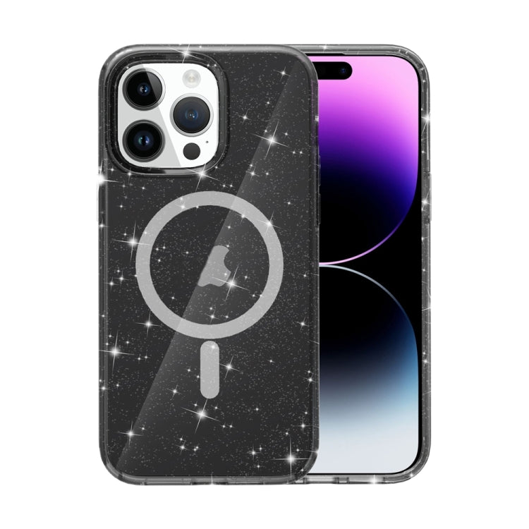 For iPhone 15 Pro Terminator Style Glitter Powder MagSafe Magnetic Phone Case(Black) - free shipping - PMC TechLife - Order now!