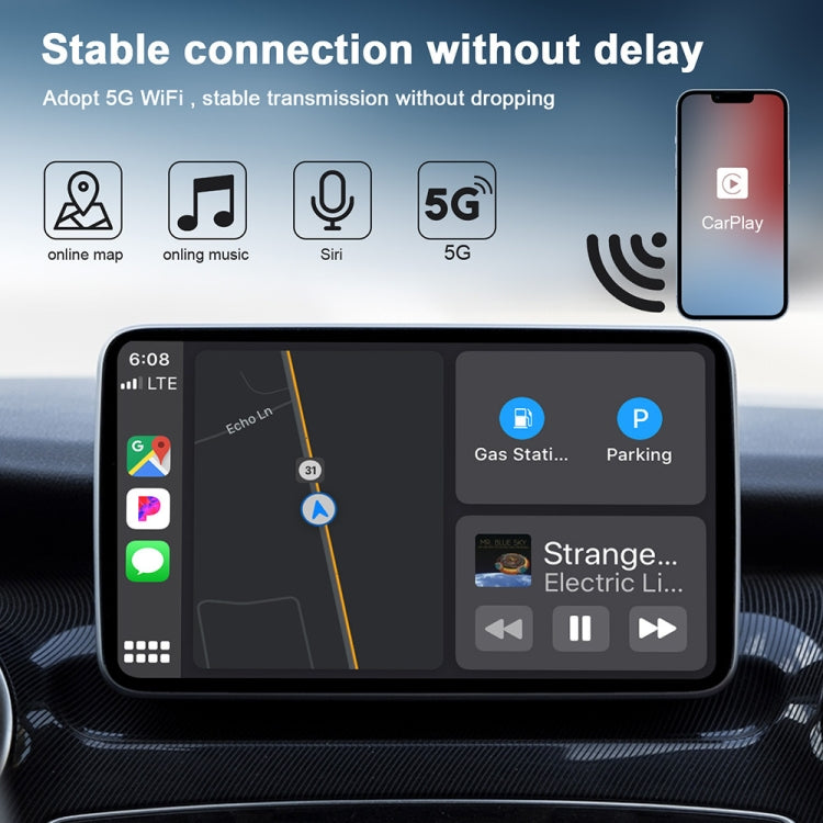 USB + USB-C / Type-C Wired to Wireless Carplay Adapter for iPhone(White) - Bluetooth Adapters by PMC Jewellery | Online Shopping South Africa | PMC Jewellery