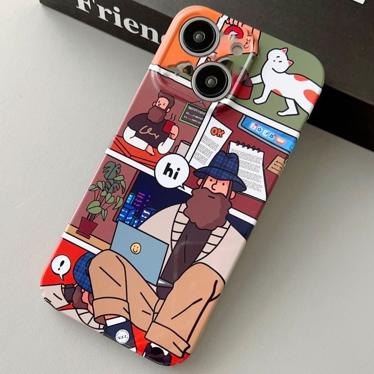 For iPhone 14 Plus Painted Pattern Precise Hole PC Phone Case(Holiday Uncle) - iPhone 14 Plus Cases by PMC TechLife | Online Shopping South Africa | PMC TechLife