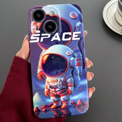 For iPhone 14 Painted Pattern Precise Hole PC Phone Case(Orange White Astronaut) - iPhone 14 Cases by PMC Jewellery | Online Shopping South Africa | PMC Jewellery