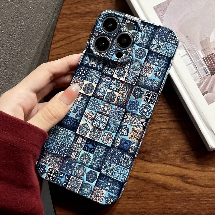 For iPhone 14 Pro Painted Pattern Precise Hole PC Phone Case(Green Plaid) - iPhone 14 Pro Cases by PMC TechLife | Online Shopping South Africa | PMC TechLife