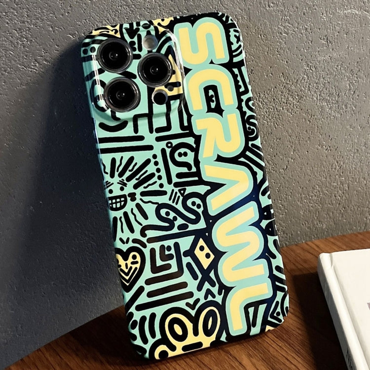For iPhone 14 Pro Painted Pattern Precise Hole PC Phone Case(Green SCR) - iPhone 14 Pro Cases by PMC TechLife | Online Shopping South Africa | PMC TechLife