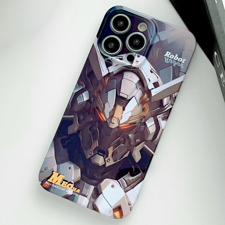 For iPhone 14 Pro Max Painted Pattern Precise Hole PC Phone Case(Grey Robot) - iPhone 14 Pro Max Cases by PMC TechLife | Online Shopping South Africa | PMC TechLife