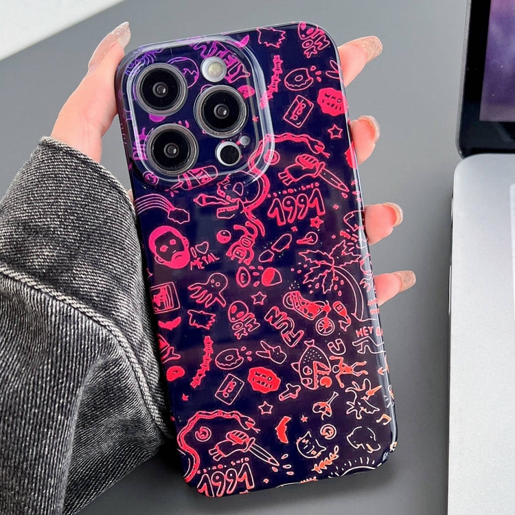 For iPhone 13 Pro Painted Pattern Precise Hole PC Phone Case(Black Red Graffiti) - iPhone 13 Pro Cases by PMC TechLife | Online Shopping South Africa | PMC TechLife