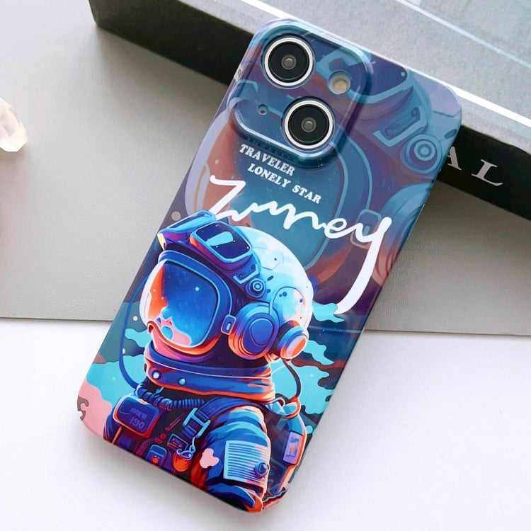 For iPhone 13 Painted Pattern Precise Hole PC Phone Case(Blue Paint Astronaut) - iPhone 13 Cases by PMC TechLife | Online Shopping South Africa | PMC TechLife