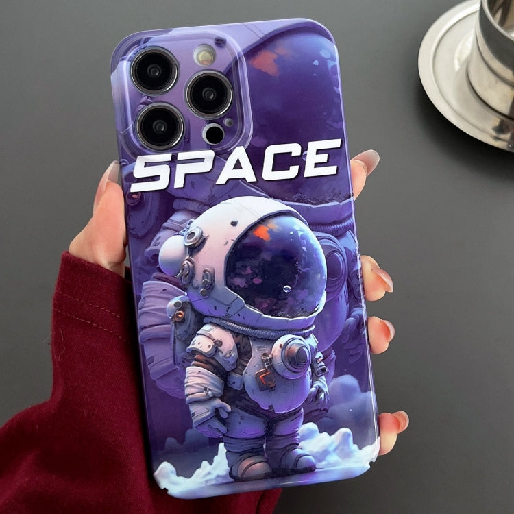 For iPhone 12 Pro Painted Pattern Precise Hole PC Phone Case(Purple Astronaut) - iPhone 12 / 12 Pro Cases by PMC TechLife | Online Shopping South Africa | PMC TechLife