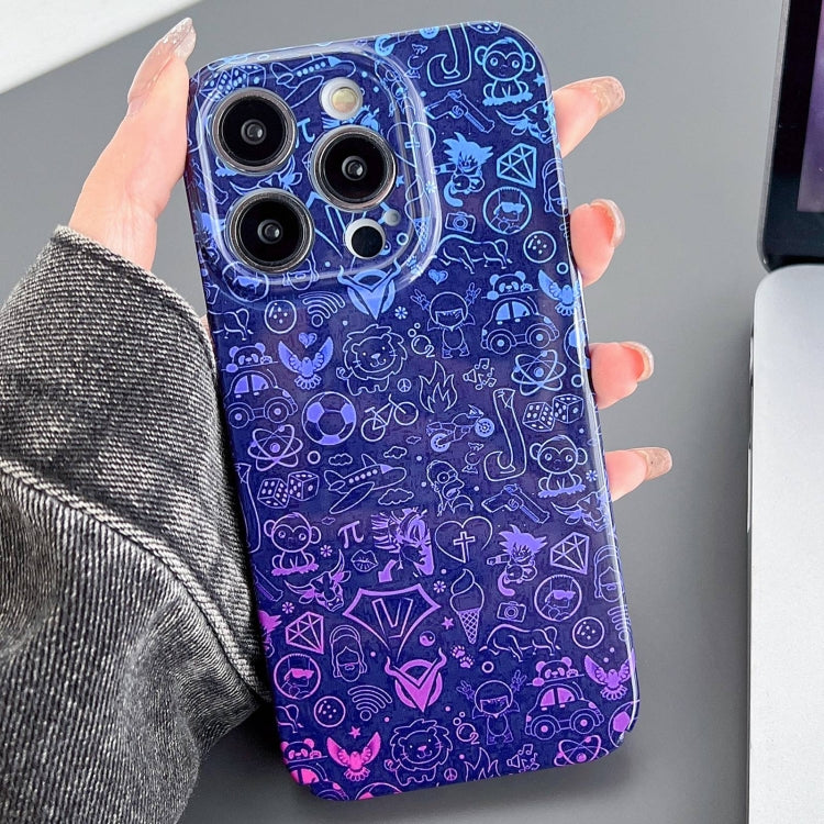 For iPhone 12 Pro Painted Pattern Precise Hole PC Phone Case(Red Blue Graffiti) - iPhone 12 / 12 Pro Cases by PMC TechLife | Online Shopping South Africa | PMC TechLife