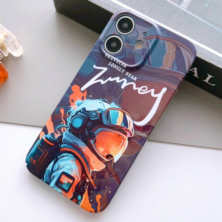 For iPhone 11 Painted Pattern Precise Hole PC Phone Case(Orange Paint Astronaut) - iPhone 11 Cases by PMC TechLife | Online Shopping South Africa | PMC TechLife
