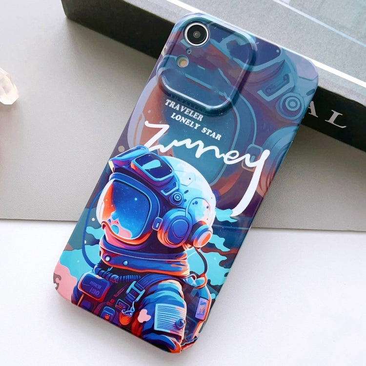 For iPhone XR Painted Pattern Precise Hole PC Phone Case(Blue Paint Astronaut) - More iPhone Cases by PMC TechLife | Online Shopping South Africa | PMC TechLife