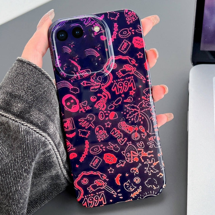 For iPhone 8 Plus / 7 Plus Painted Pattern Precise Hole PC Phone Case(Black Red Graffiti) - More iPhone Cases by PMC TechLife | Online Shopping South Africa | PMC TechLife