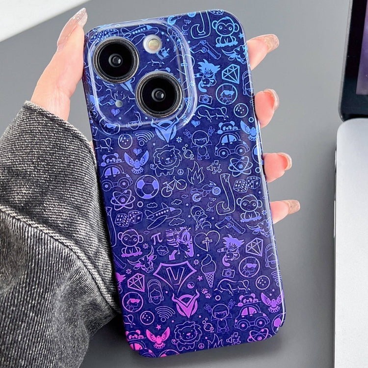 For iPhone 15 Plus Painted Pattern Precise Hole PC Phone Case(Red Blue Graffiti) - iPhone 15 Plus Cases by PMC TechLife | Online Shopping South Africa | PMC TechLife