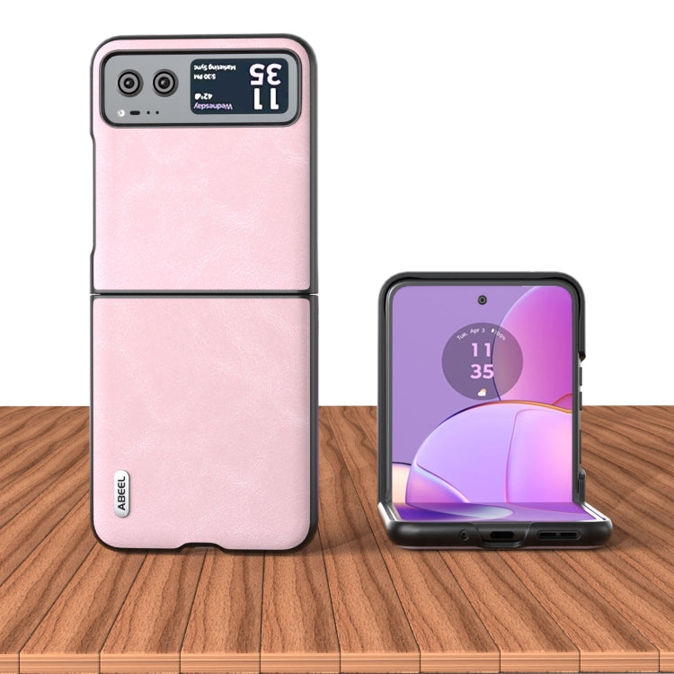 For Motorola Razr 40 ABEEL Cowhide Texture PU Phone Case(Pink) - free shipping - PMC TechLife - Order now!