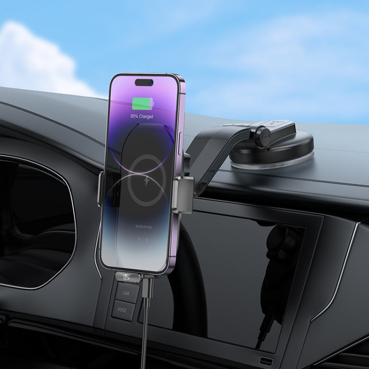 Borofone BH206 Rusher Infrared Wireless Fast Charging Center Console Car Holder(Black) - Wireless Charger Holders by Borofone | Online Shopping South Africa | PMC Jewellery