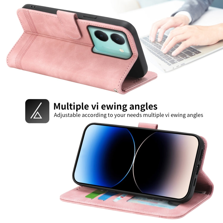 For vivo Y36 Dierfeng Dream Line Leather Phone Case(Pink) - vivo Cases by PMC TechLife | Online Shopping South Africa | PMC TechLife | Buy Now Pay Later Mobicred