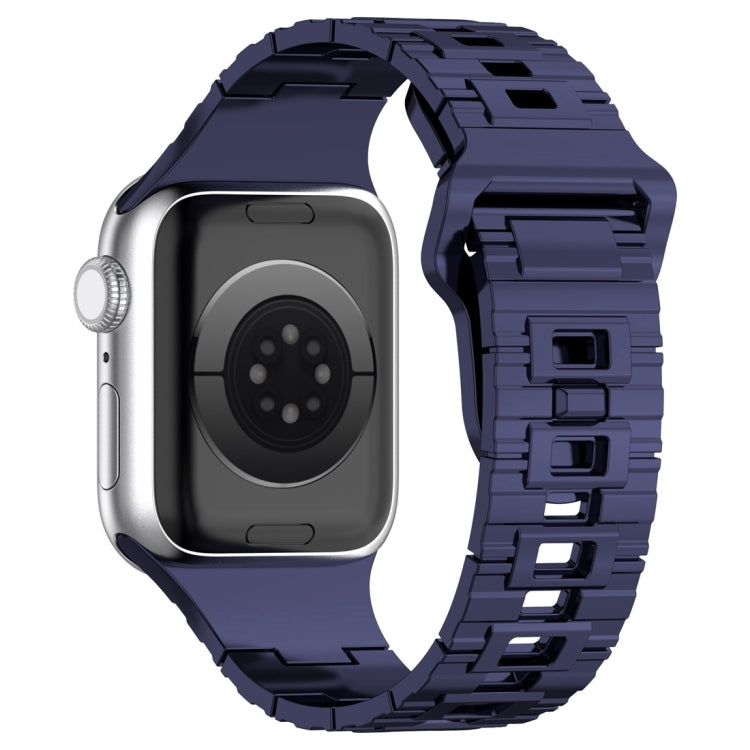 For Apple Watch SE 2023 44mm Square Buckle Armor Style Silicone Watch Band(Plating Blue) - Watch Bands by PMC TechLife | Online Shopping South Africa | PMC TechLife