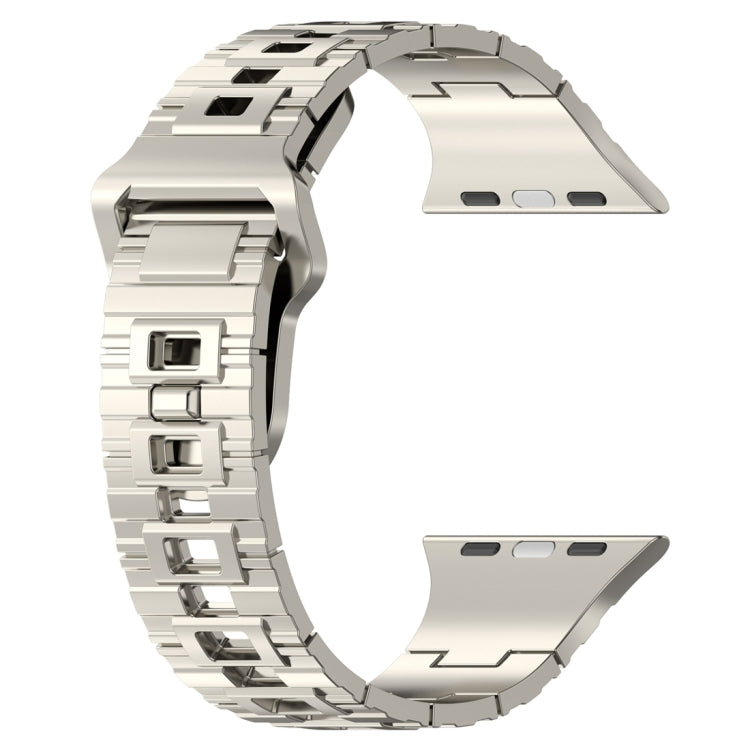 For Apple Watch 9 45mm Square Buckle Armor Style Silicone Watch Band(Plating Silver) - Watch Bands by PMC TechLife | Online Shopping South Africa | PMC TechLife
