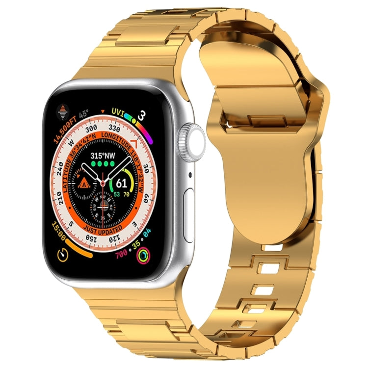 For Apple Watch 9 41mm Square Buckle Armor Style Silicone Watch Band(Plating Gold) - Watch Bands by PMC TechLife | Online Shopping South Africa | PMC TechLife