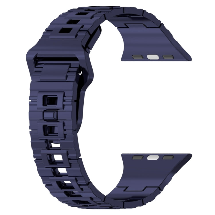 For Apple Watch 9 41mm Square Buckle Armor Style Silicone Watch Band(Plating Blue) - Watch Bands by PMC TechLife | Online Shopping South Africa | PMC TechLife