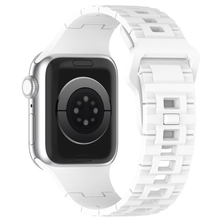For Apple Watch 9 41mm Square Buckle Armor Style Silicone Watch Band(White) - Watch Bands by PMC TechLife | Online Shopping South Africa | PMC TechLife