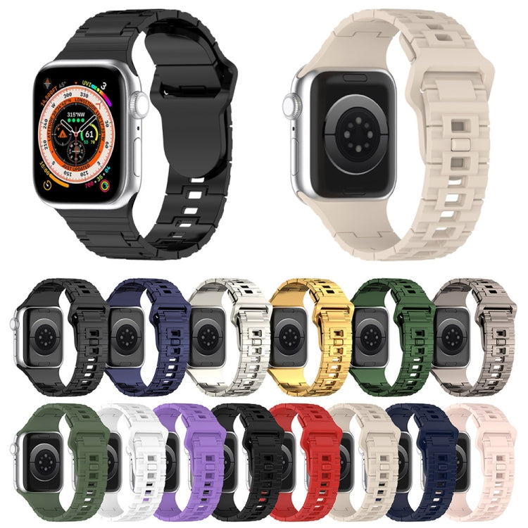 For Apple Watch 9 41mm Square Buckle Armor Style Silicone Watch Band(Purple) - free shipping - PMC TechLife - Order now!