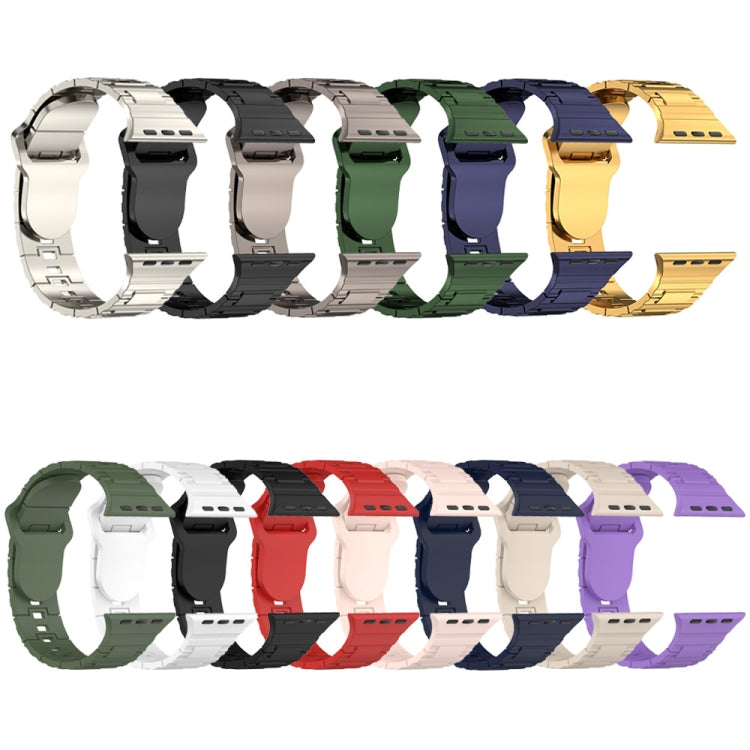 For Apple Watch 9 45mm Square Buckle Armor Style Silicone Watch Band(Midnight Blue) - Watch Bands by PMC TechLife | Online Shopping South Africa | PMC TechLife