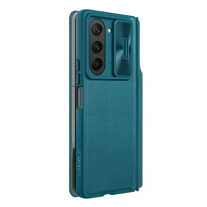 For Samsung Galaxy Z Fold5 NILLKIN QIN Series Pro Sliding Camera Cover Design Leather Phone Case(Cyan) - Galaxy Z Fold5 Cases by NILLKIN | Online Shopping South Africa | PMC Jewellery