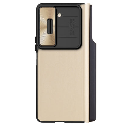 For Samsung Galaxy Z Fold5 NILLKIN QIN Series Pro Sliding Camera Cover Design Leather Phone Case(Gold) - Galaxy Z Fold5 Cases by NILLKIN | Online Shopping South Africa | PMC Jewellery