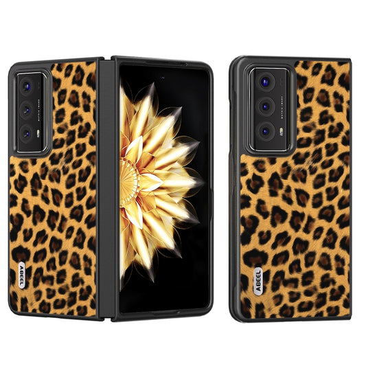 For Honor Magic V2 ABEEL Black Edge Leopard Phone Case(Golden) - Honor Cases by PMC Jewellery | Online Shopping South Africa | PMC Jewellery