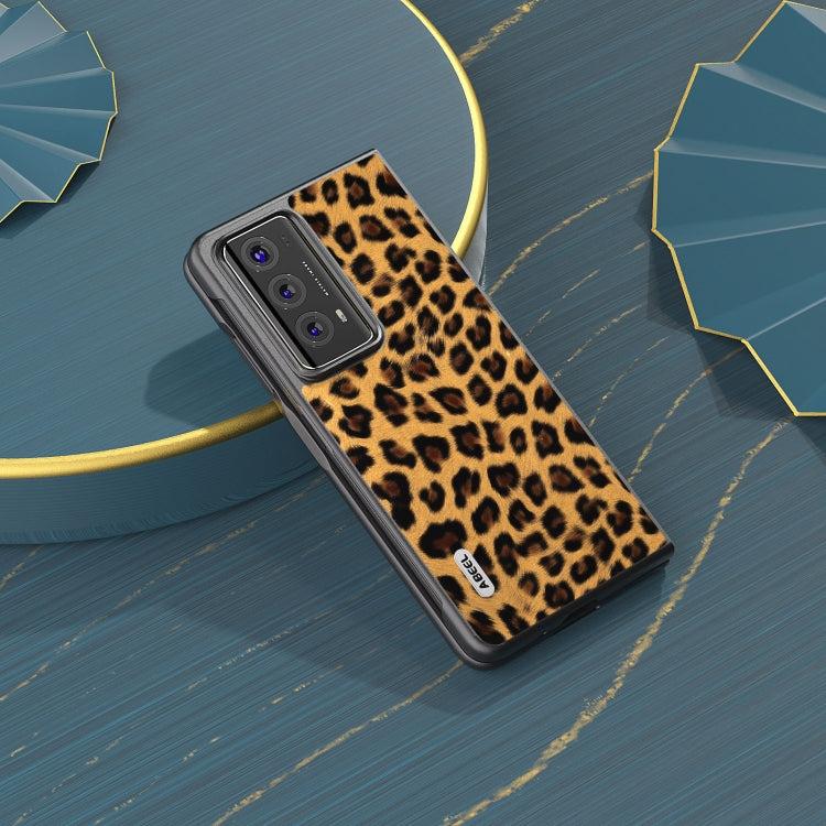 For Honor Magic V2 ABEEL Black Edge Leopard Phone Case(Golden) - Honor Cases by PMC Jewellery | Online Shopping South Africa | PMC Jewellery