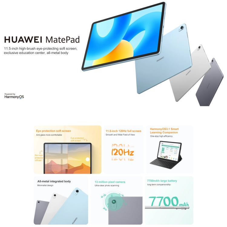 HUAWEI MatePad 11.5 inch 2023 WIFI, 8GB+128GB Diffuse Screen, HarmonyOS 3.1 Qualcomm Snapdragon 7 Gen 1 Octa Core, Not Support Google Play(Grey) - Huawei by Huawei | Online Shopping South Africa | PMC Jewellery