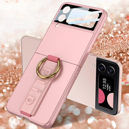 For Samsung Galaxy Z Flip3 5G GKK Integrated Ultrathin Shockproof Phone Case with Ring Wrist Strap(Pink) - Galaxy Phone Cases by GKK | Online Shopping South Africa | PMC Jewellery