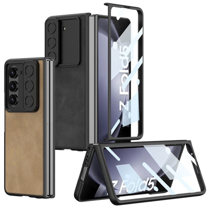 For Samsung Galaxy Z Fold5 GKK Integrated Ultra-thin Sliding Camshield Plain Leather Phone Case(Grey) - Galaxy Z Fold5 Cases by GKK | Online Shopping South Africa | PMC Jewellery