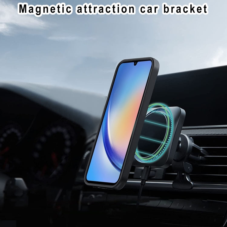 For Samsung Galaxy A34 5G Large Window MagSafe Holder Phone Case(Blue) - Galaxy Phone Cases by PMC TechLife | Online Shopping South Africa | PMC TechLife | Buy Now Pay Later Mobicred