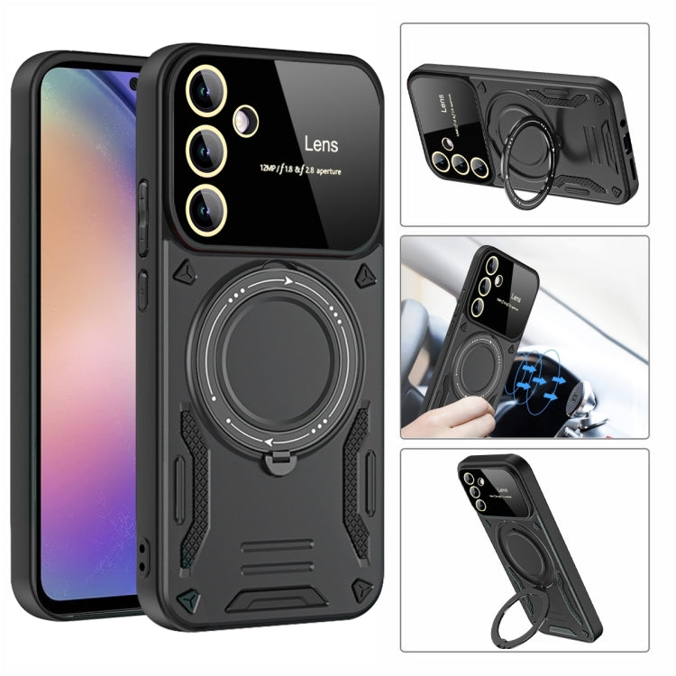 For Samsung Galaxy A54 5G Large Window MagSafe Holder Phone Case(Purple) - Galaxy Phone Cases by PMC TechLife | Online Shopping South Africa | PMC TechLife