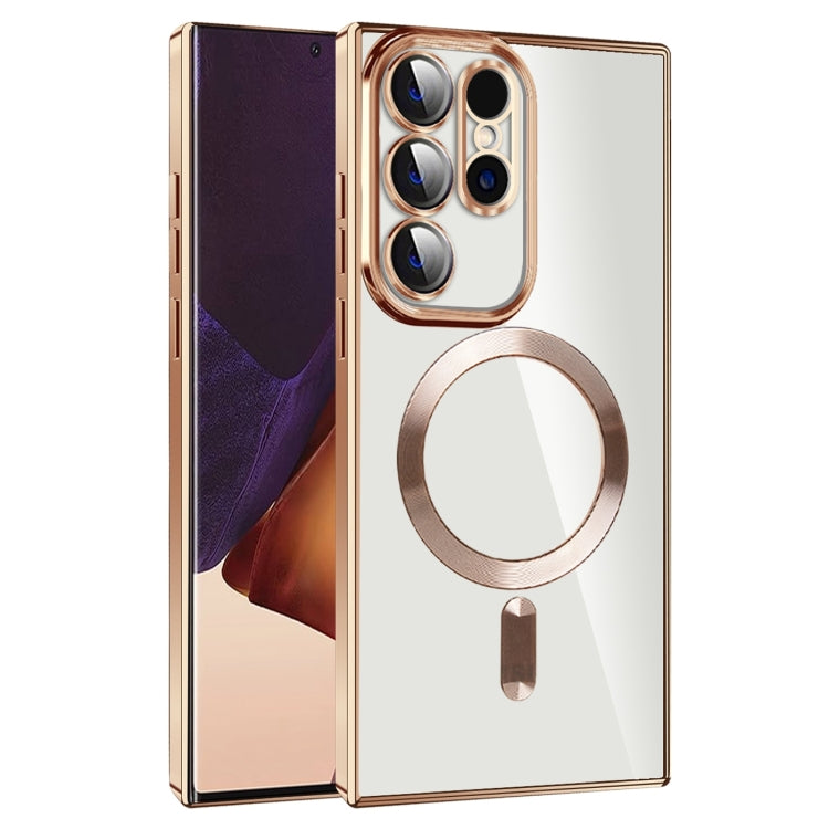 For Samsung Galaxy Note20 Ultra CD Texture Plating TPU MagSafe Phone Case with Lens Film(Brown) - Galaxy Note20 Ultra Cases by PMC TechLife | Online Shopping South Africa | PMC TechLife